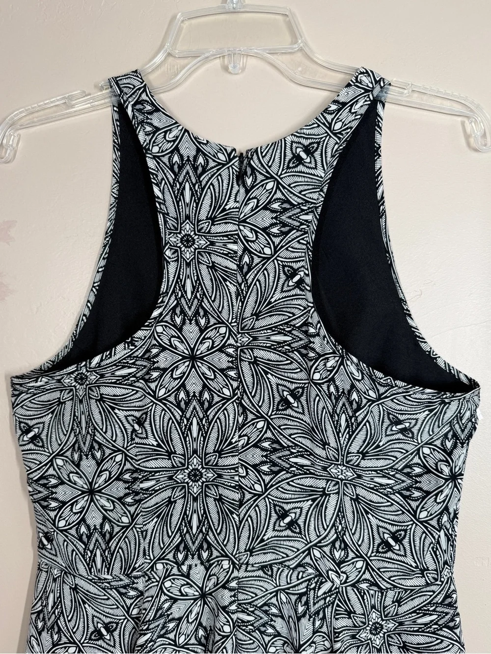 Yumi Kim Silk Fit Flare Dress Black White Print A Line L